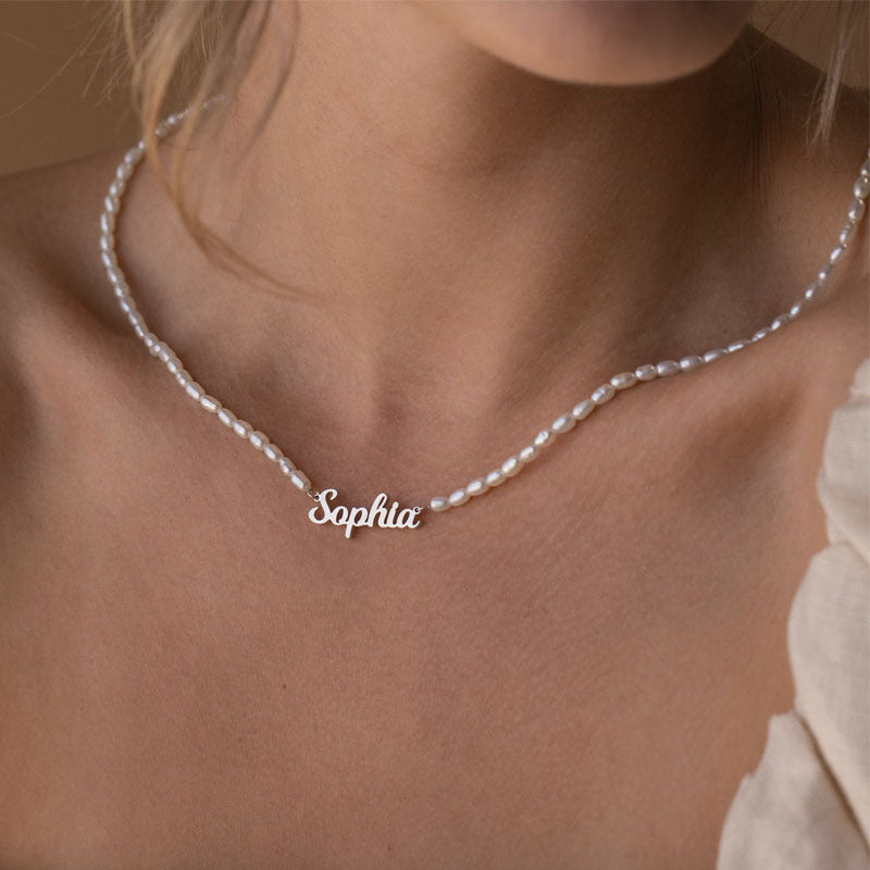 Customized Pearl Name Necklace